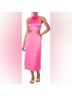 WeWoreWhat Hot Pink Cutout Midi Skirt Size L New
